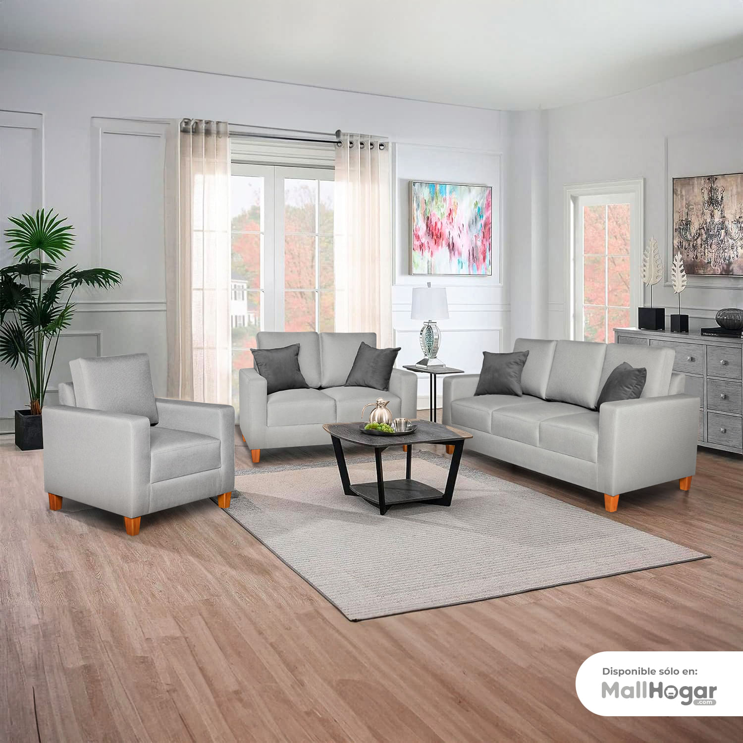 Juego de Sala Milan 3-2-1 - Gris Plata