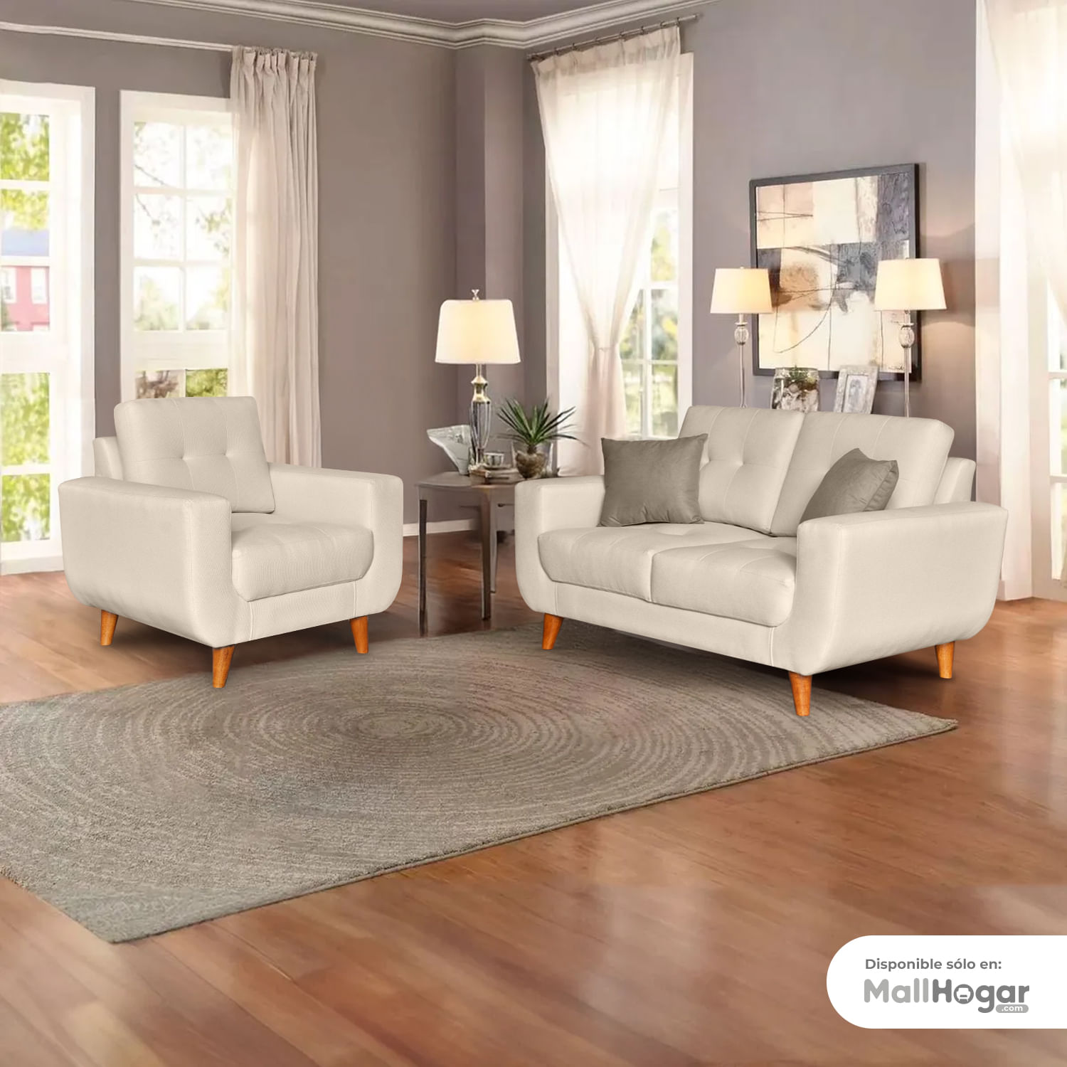 Juego de Sala Micaela 2-1 - Beige Claro