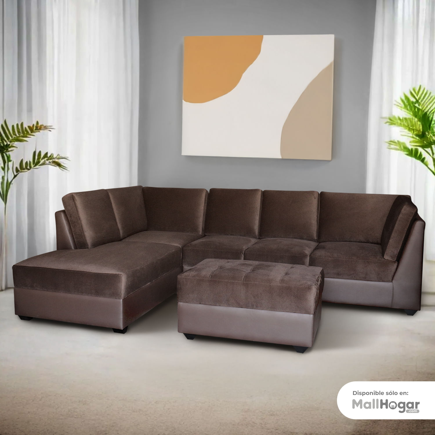 Seccional Praga + Banqueta - Chocolate