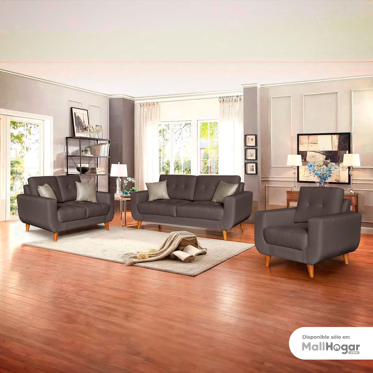 Juego de Sala Micaela 3-2-1 - Chocolate