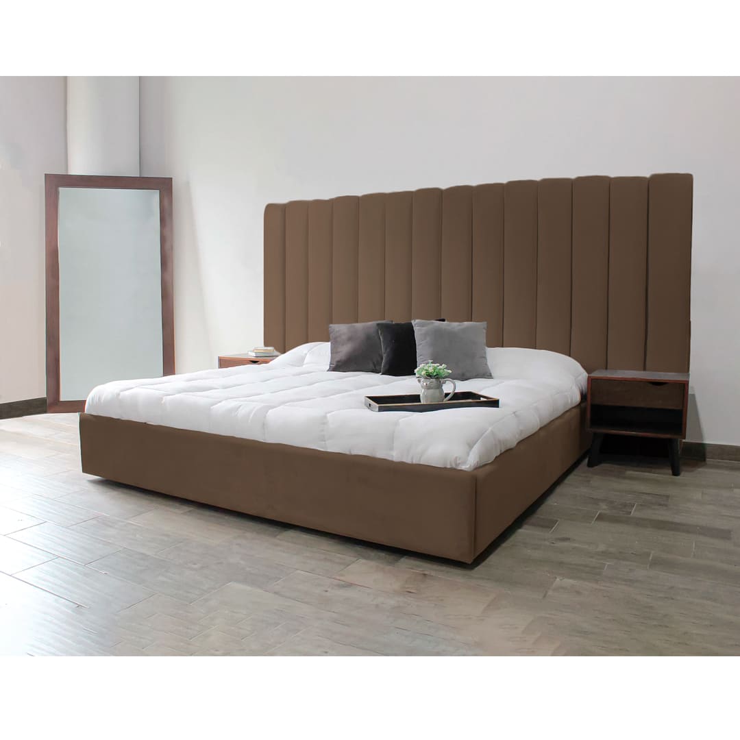 Cama Tapizada Albania 2 Plazas - Moca