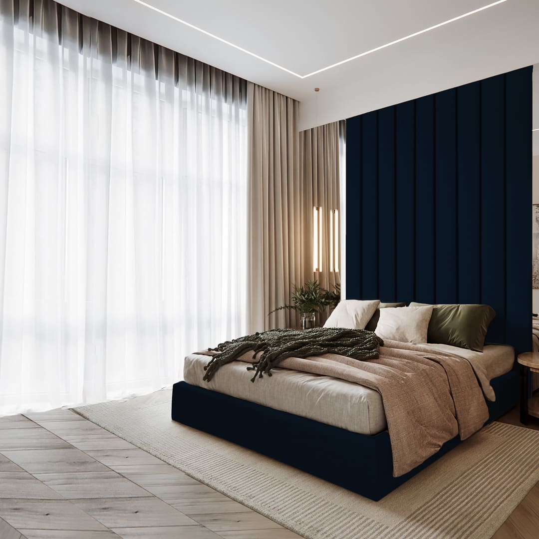 Cama Tapizada Beirut 2 Plazas - Petróleo