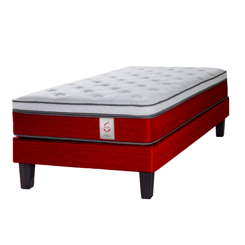Box Tarima + Colchón Style 6 2 Plazas - Rojo Cardenal