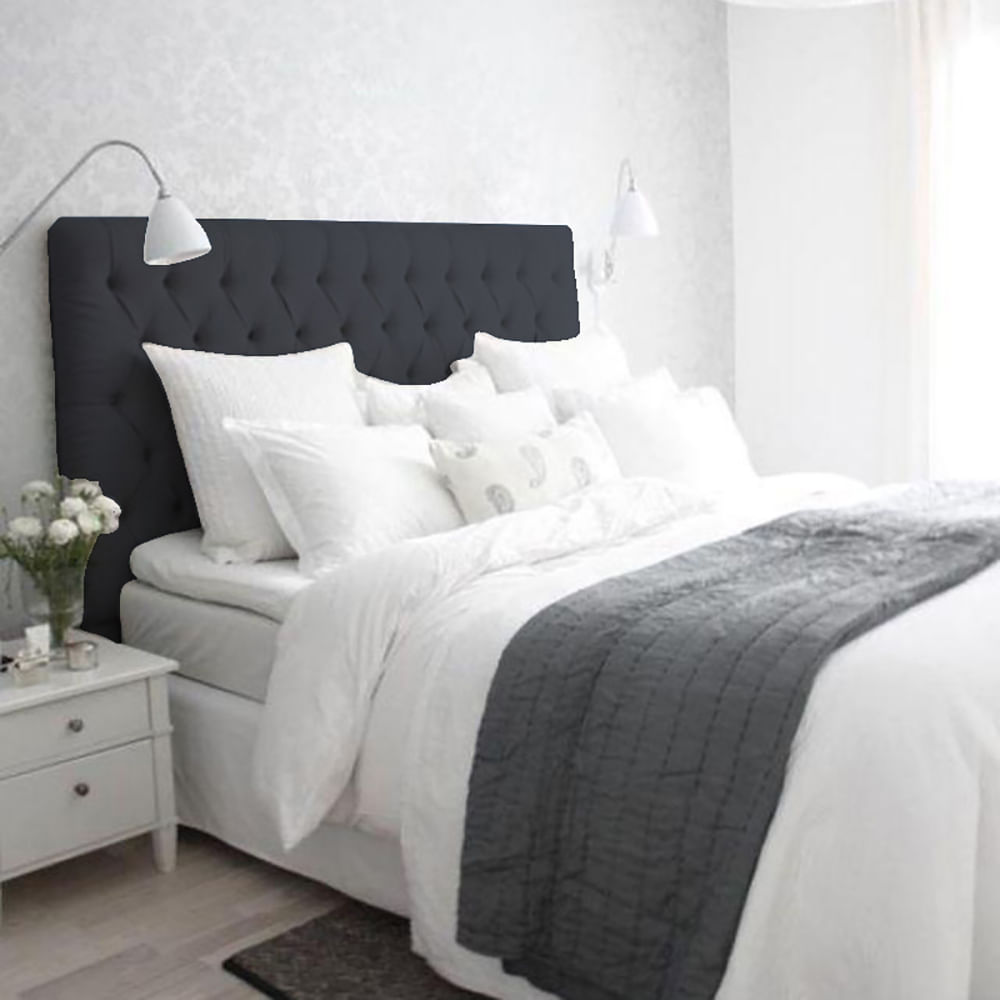 Cama Tapizada Venecia 2 Plazas - Gris