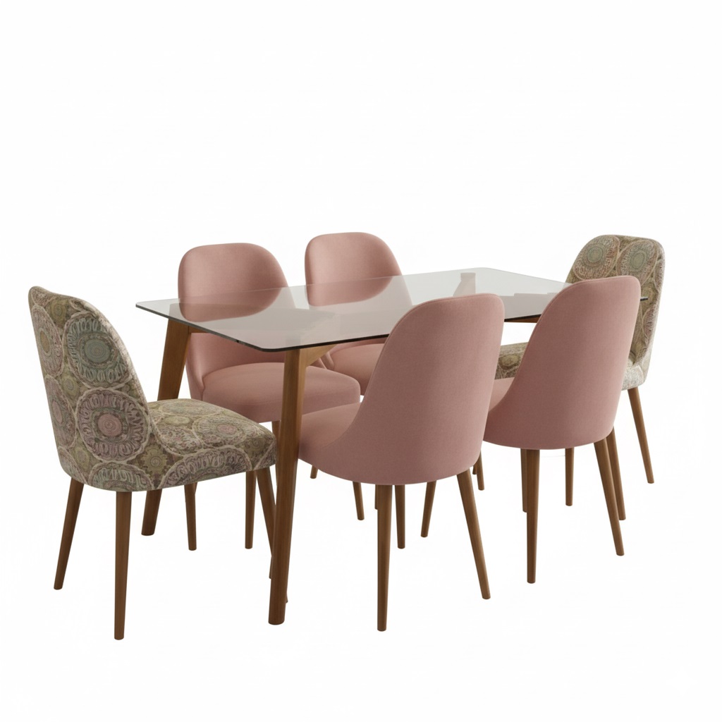 Juego de comedor Brissa 6 Sillas – Rosa