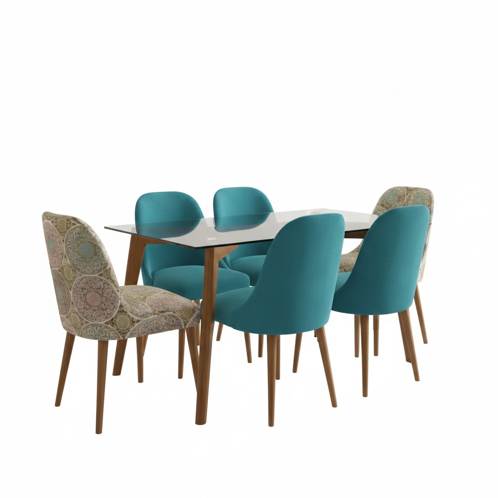 Juego de comedor Brissa 6 Sillas – Turquesa