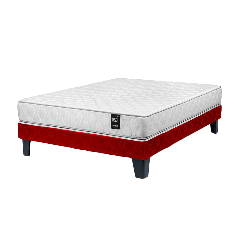 Box Tarima + Colchón Ergot 2 Plazas - Rojo Cardenal