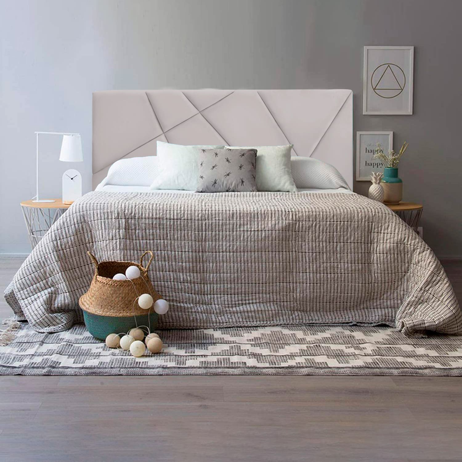 Cama Tapizada Estonia 2 Plazas - Beige