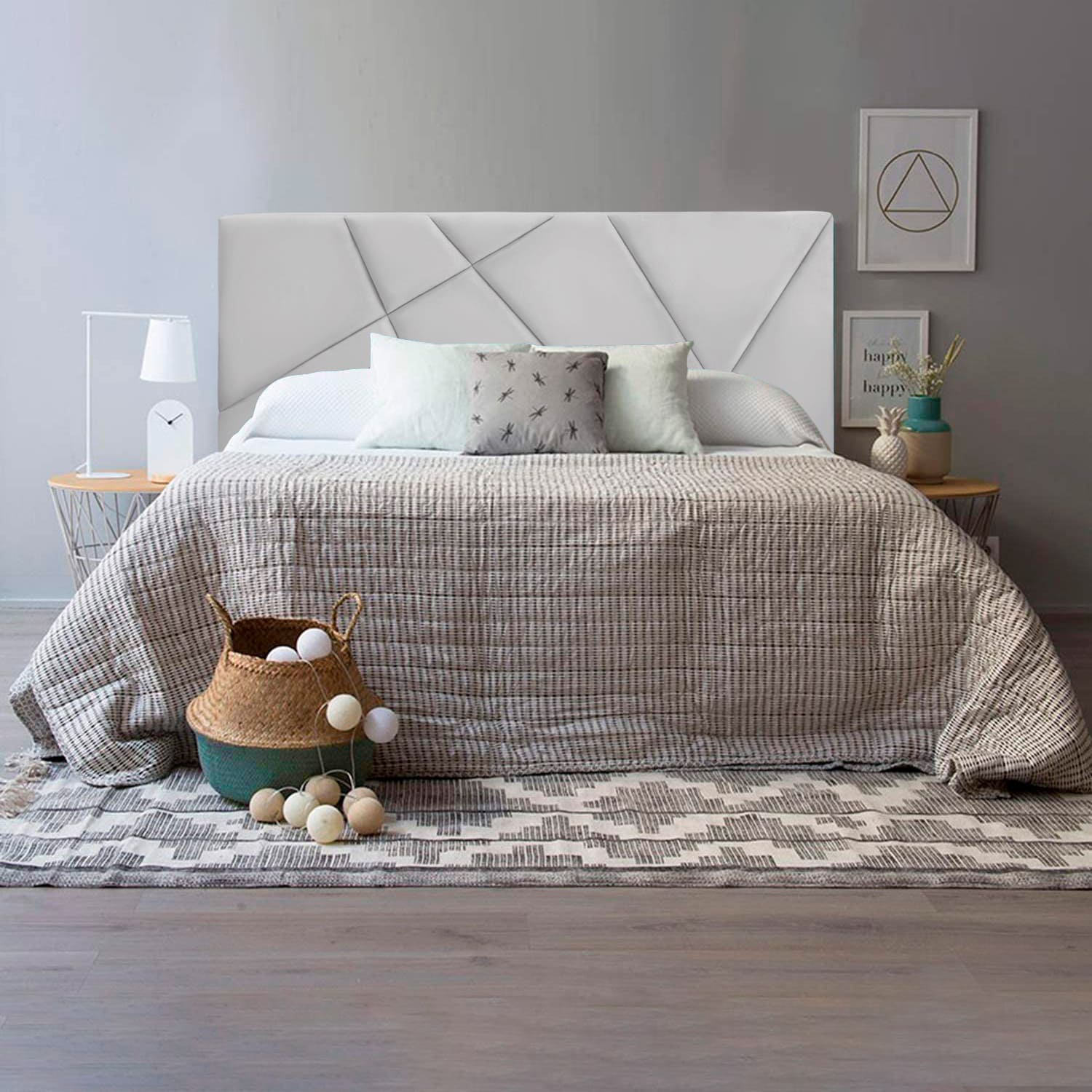 Cama Tapizada Estonia 2 Plazas - Plata