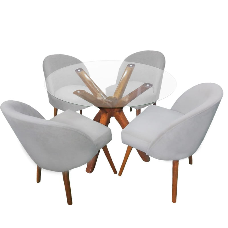 Juego de comedor Havana 4 Sillas- Gris Plata