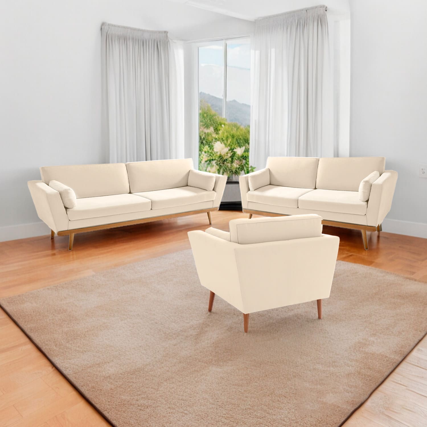 Juego de Sala Sprinfield 3-2-1 - Beige Claro