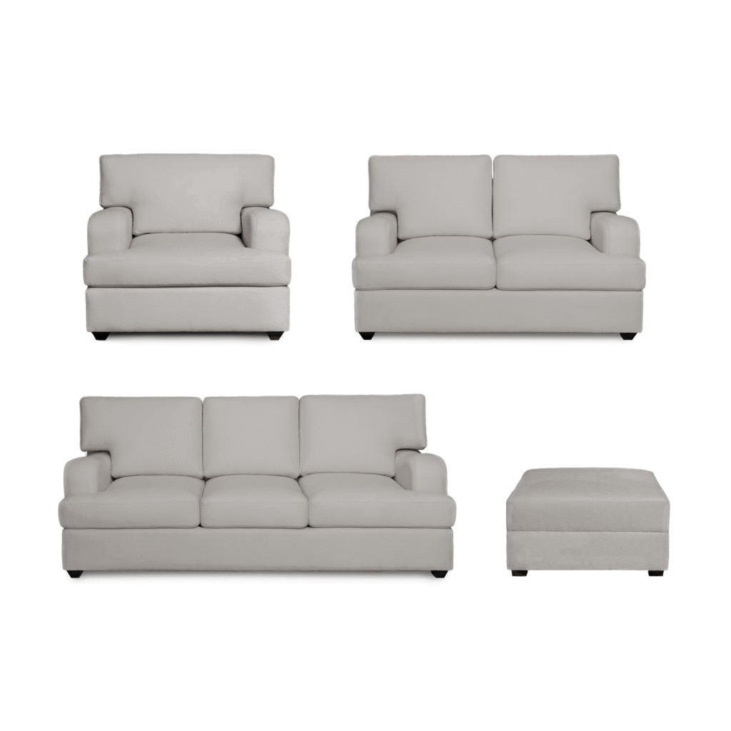 Juego de Sala Athina + Banqueta – Gris Plata