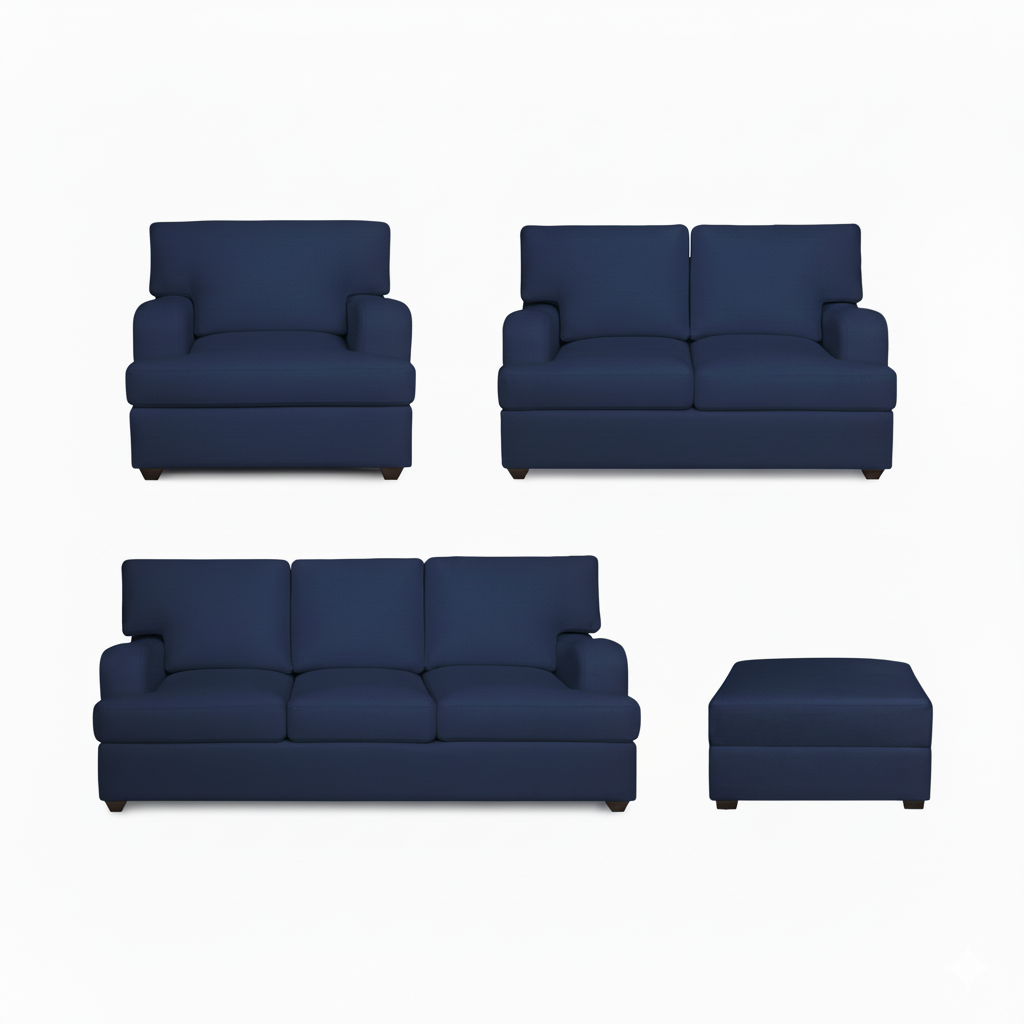 Juego de Sala Athina 3-2-1 + Banqueta – Azul