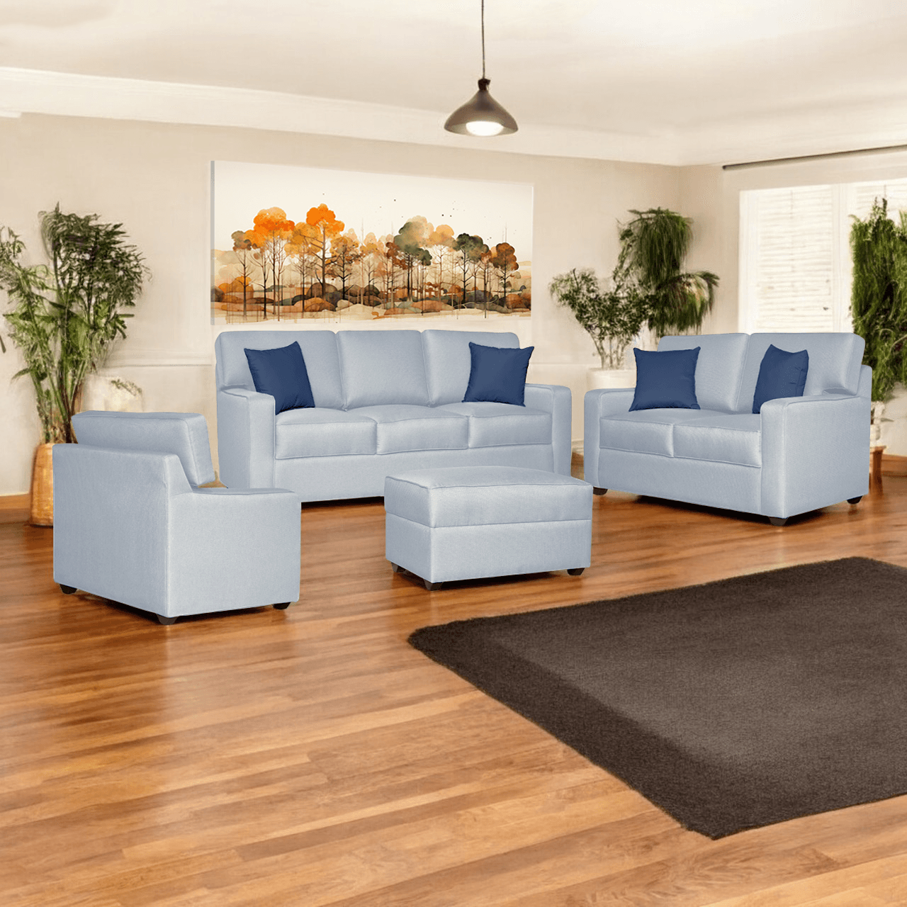 Juego de Sala Raven 3-2-1 + Banqueta - Gris