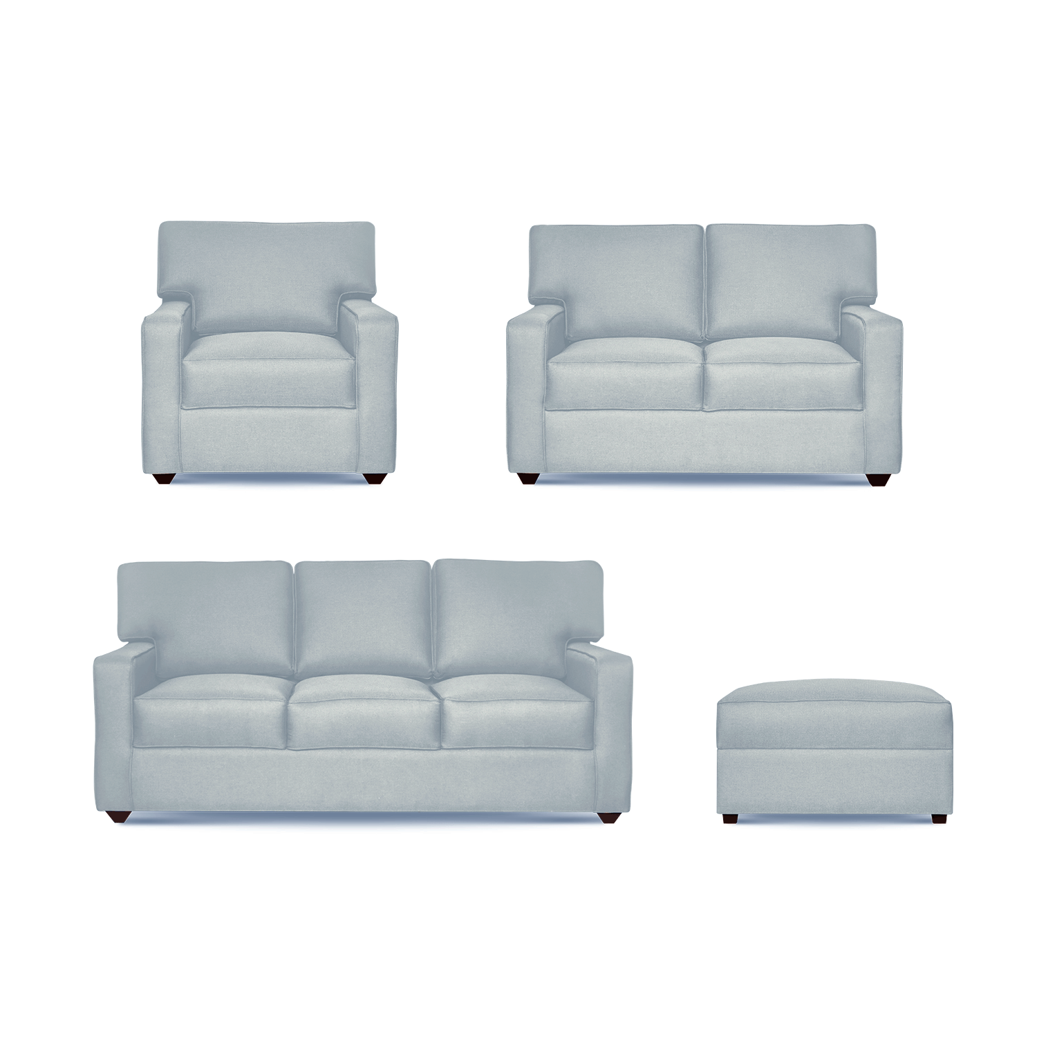 Juego de Sala Raven 3-2-1 + Banqueta – Gris