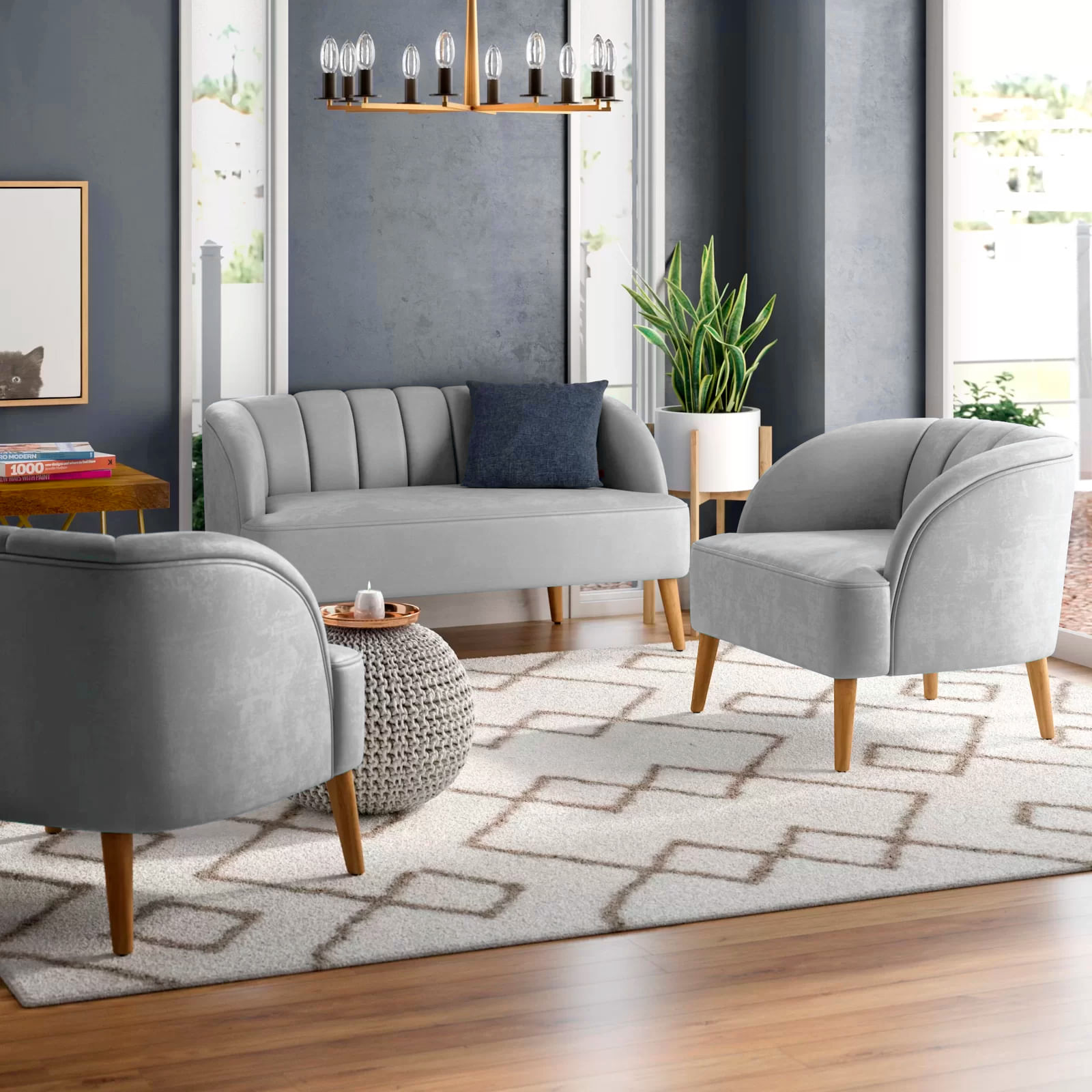 Juego de Sala Shell 2-1-1- Gris Plata