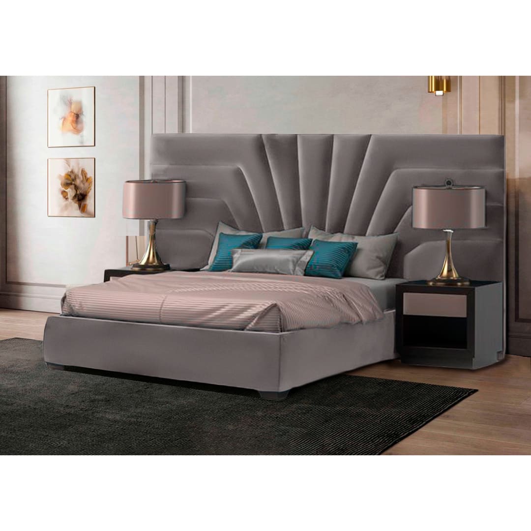 Cama Tapizada Libia 2 Plazas - Beige