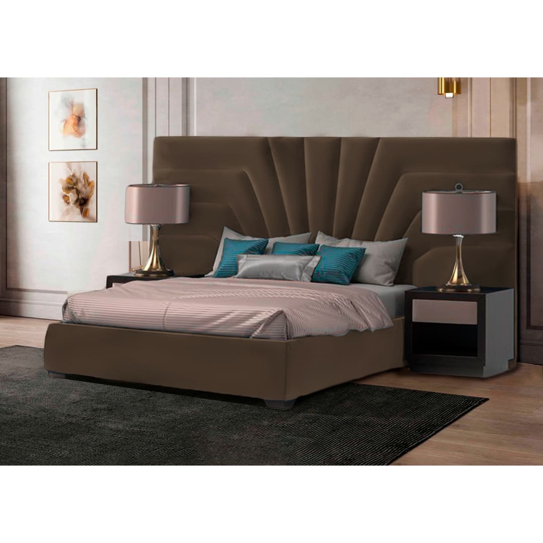 Cama Tapizada Libia 2 Plazas - Moca