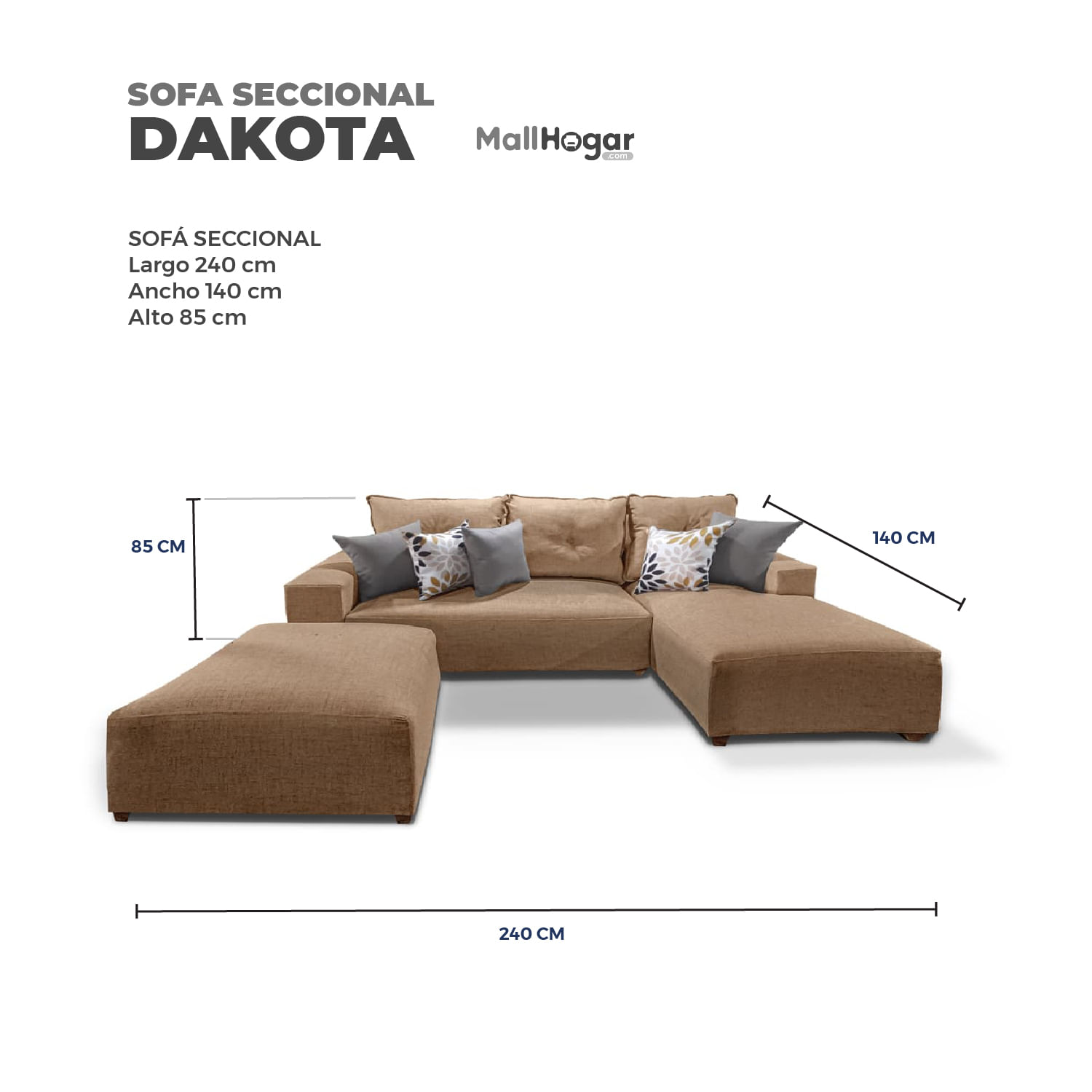Seccional Dakota – Beige oscuro