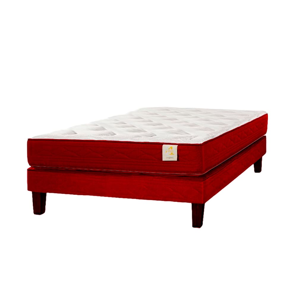 Box Tarima + Colchón Style 4 2 Plazas - Rojo Cardenal