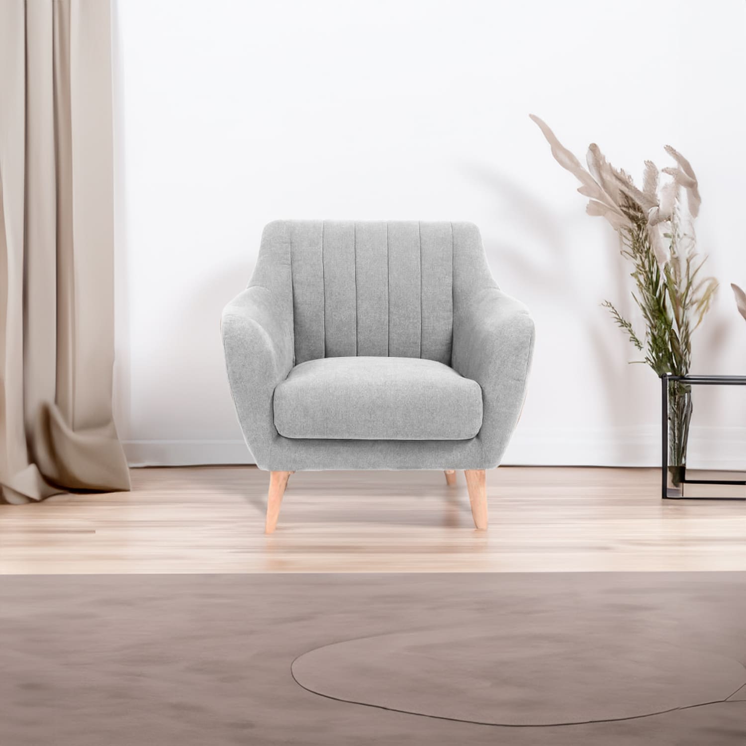 Sillón 1 Cuerpo Modric - Gris Plata