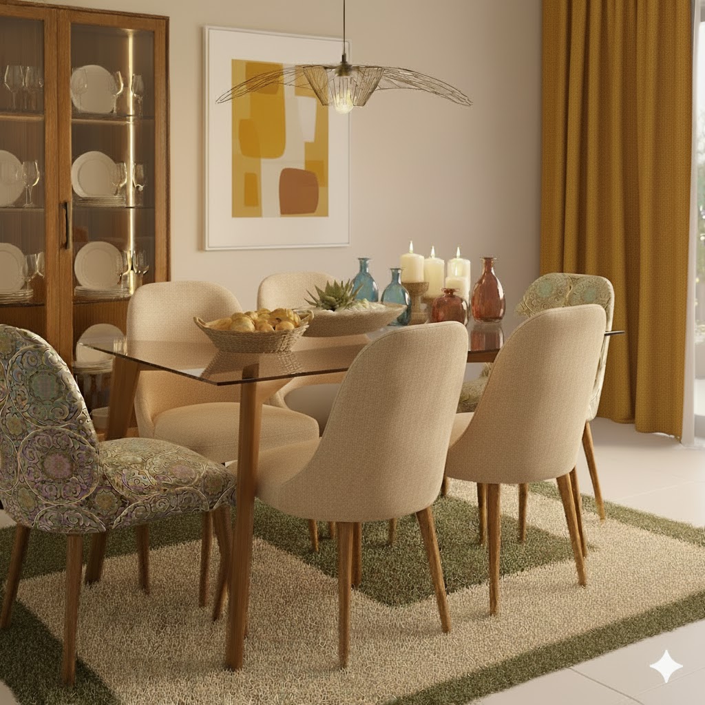 Juego de comedor Brissa 6 Sillas – Beige