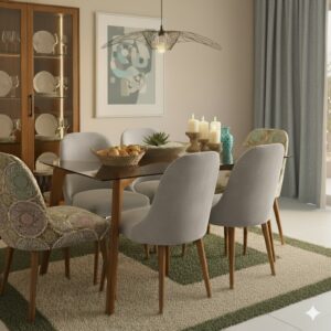 Juego de comedor Brissa 6 Sillas - Gris