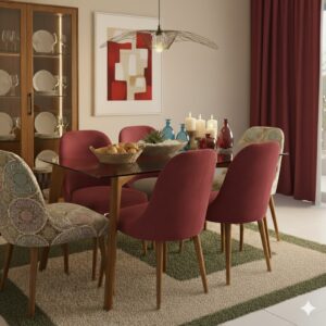 Juego de comedor Brissa 6 Sillas - Rojo