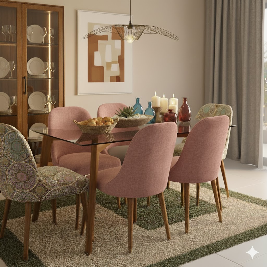 Juego de comedor Brissa 6 Sillas – Rosa