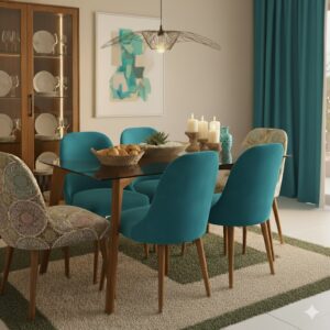 Juego de comedor Brissa 6 Sillas - Turquesa