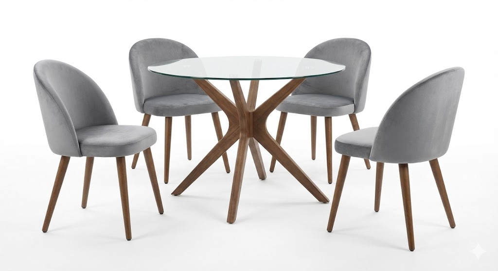 Juego de comedor Havana 4 Sillas- Gris Plata