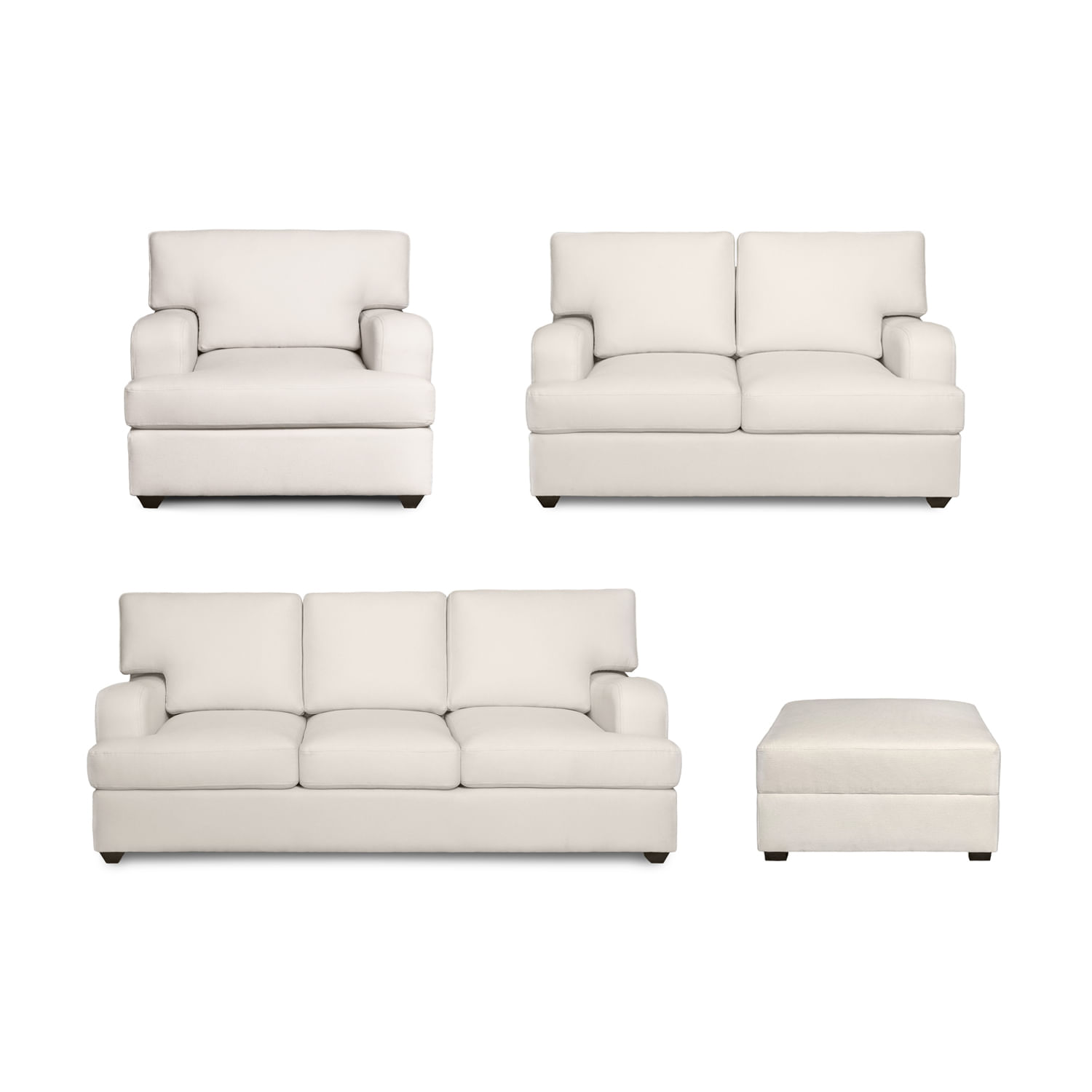 Juego de Sala Athina 3-2-1+ Banqueta – Ivory