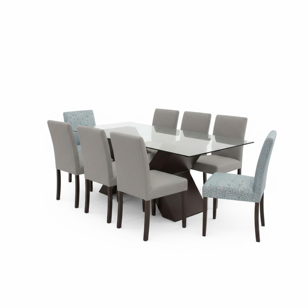 Juego de comedor Lidia 8 Sillas – Gris Plata