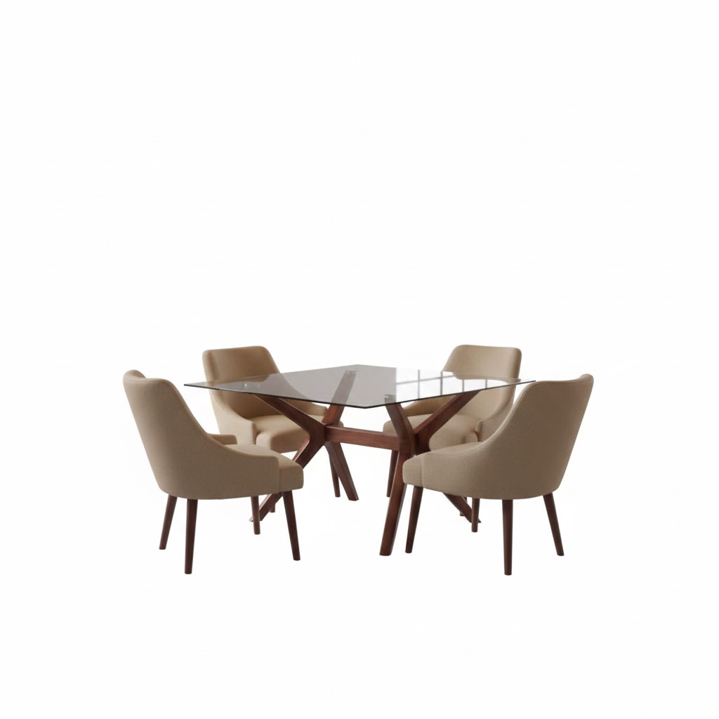Juego de comedor London 4 Sillas – Beige oscuro