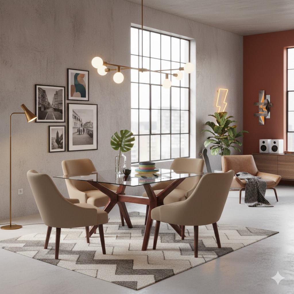 Juego de comedor London 4 Sillas – Beige oscuro