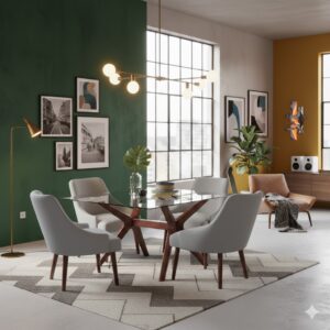 Juego de comedor London 4 Sillas -Gris Plata