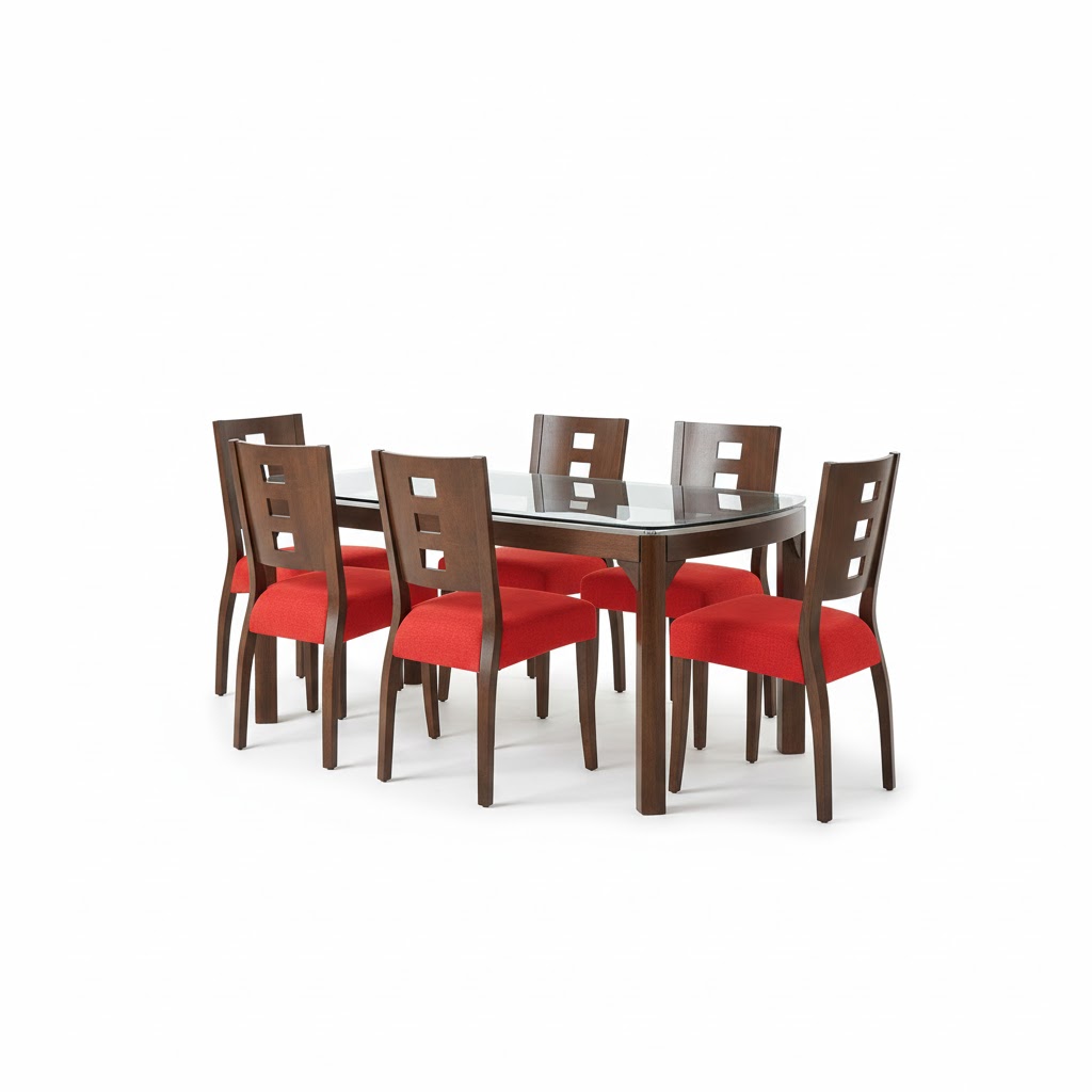 Juego de comedor Maya 6 Sillas – Rojo Cereza