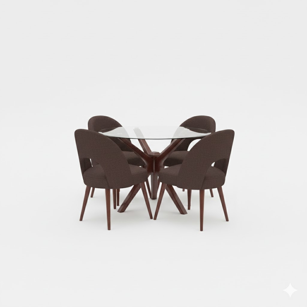 Juego de comedor Redondo Medialuna-Chocolate