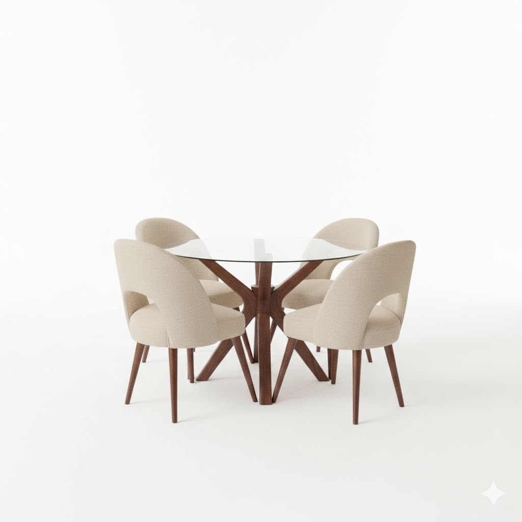 Juego de comedor Redondo Media Luna – Marfil