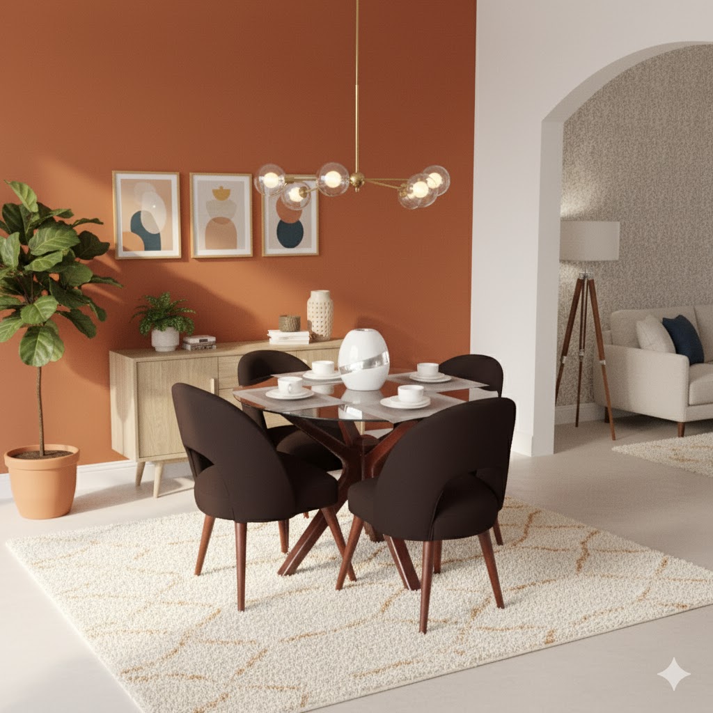 Juego de comedor Redondo Medialuna-Chocolate