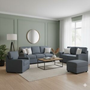 Juego de Sala Raven + Banqueta - Gris oscuro