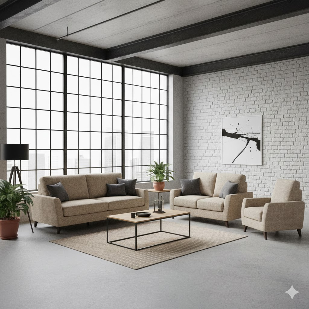 Juego de Sala Toretto 3-2-1 – Beige Oscuro