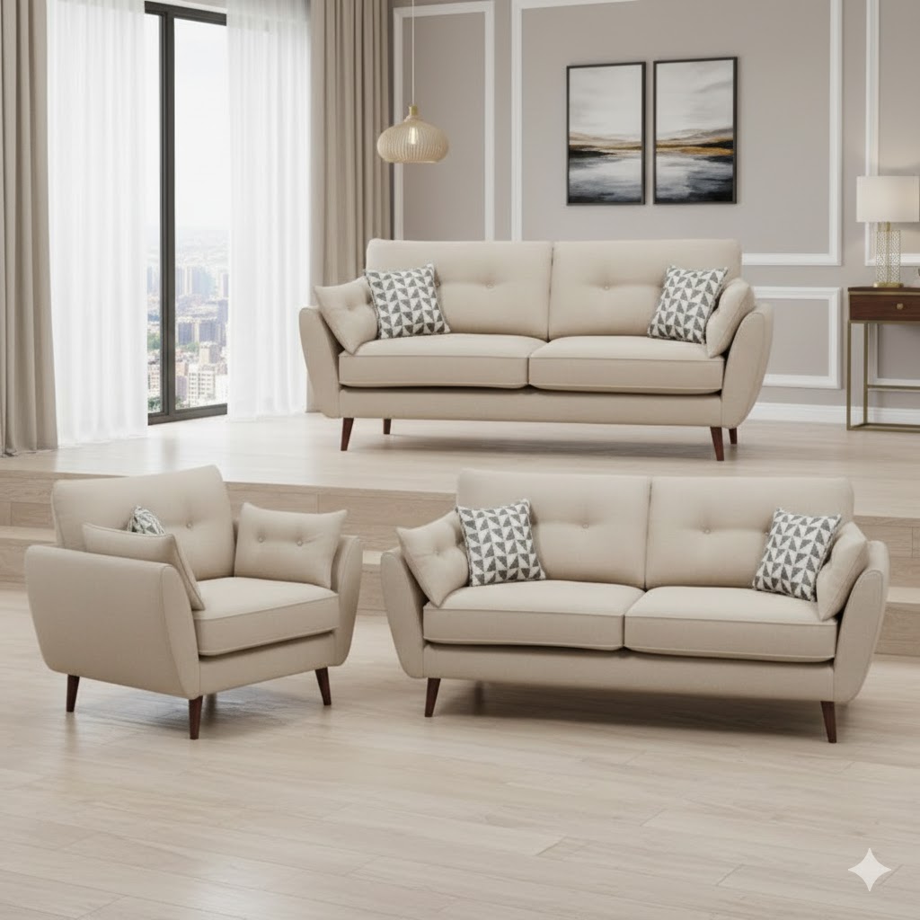 Juego de Sala Turín 3-2-1 – Beige Claro