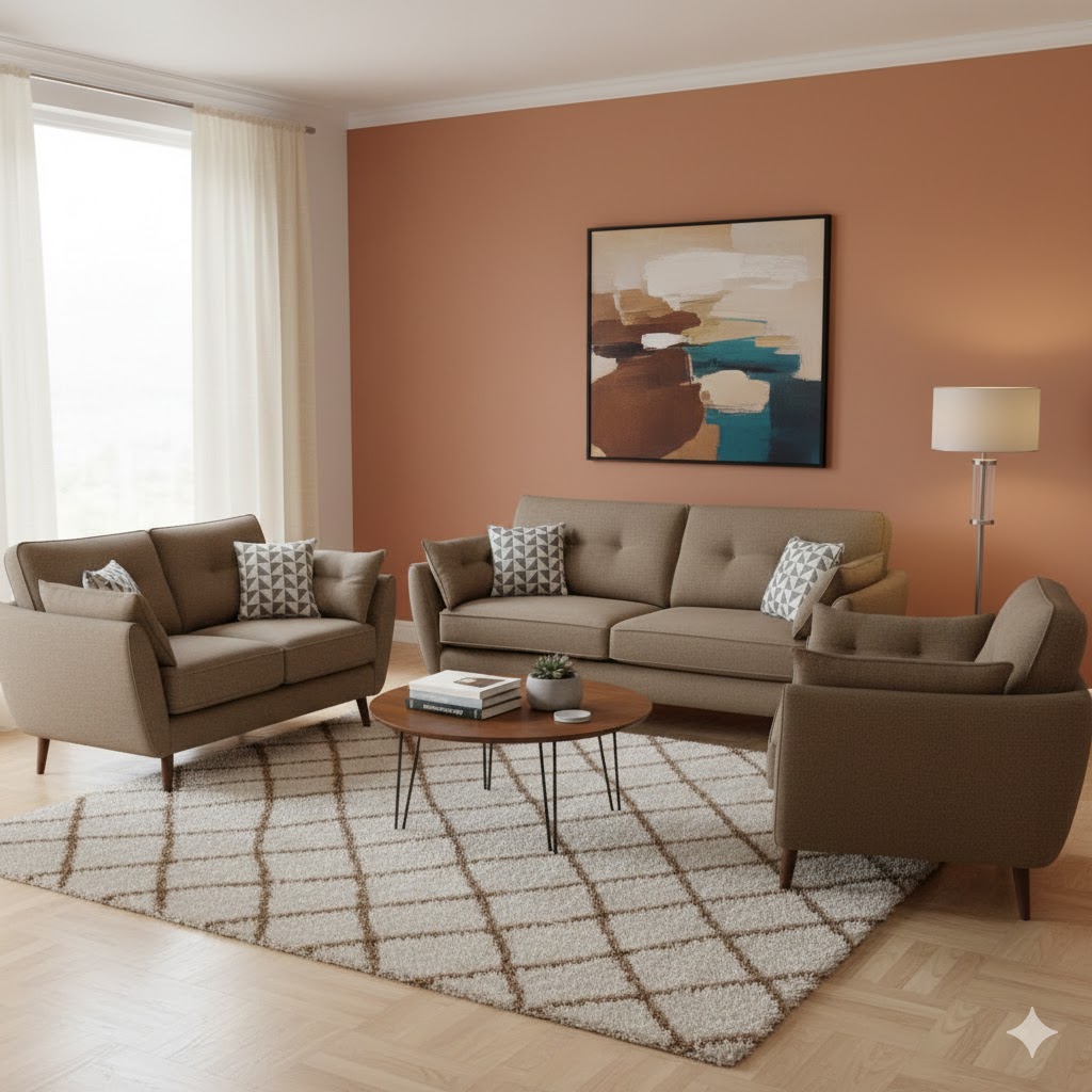 Juego de Sala Turín 3-2-1 – Beige Oscuro