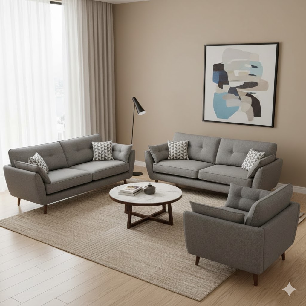 Juego de Sala Turín 3-2-1 – Gris Plata