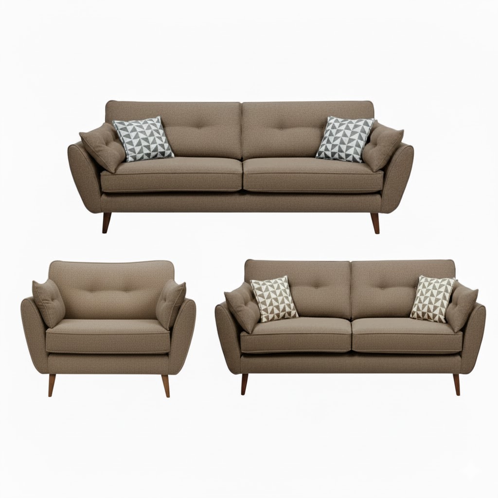 Juego de Sala Turín 3-2-1 – Beige Oscuro