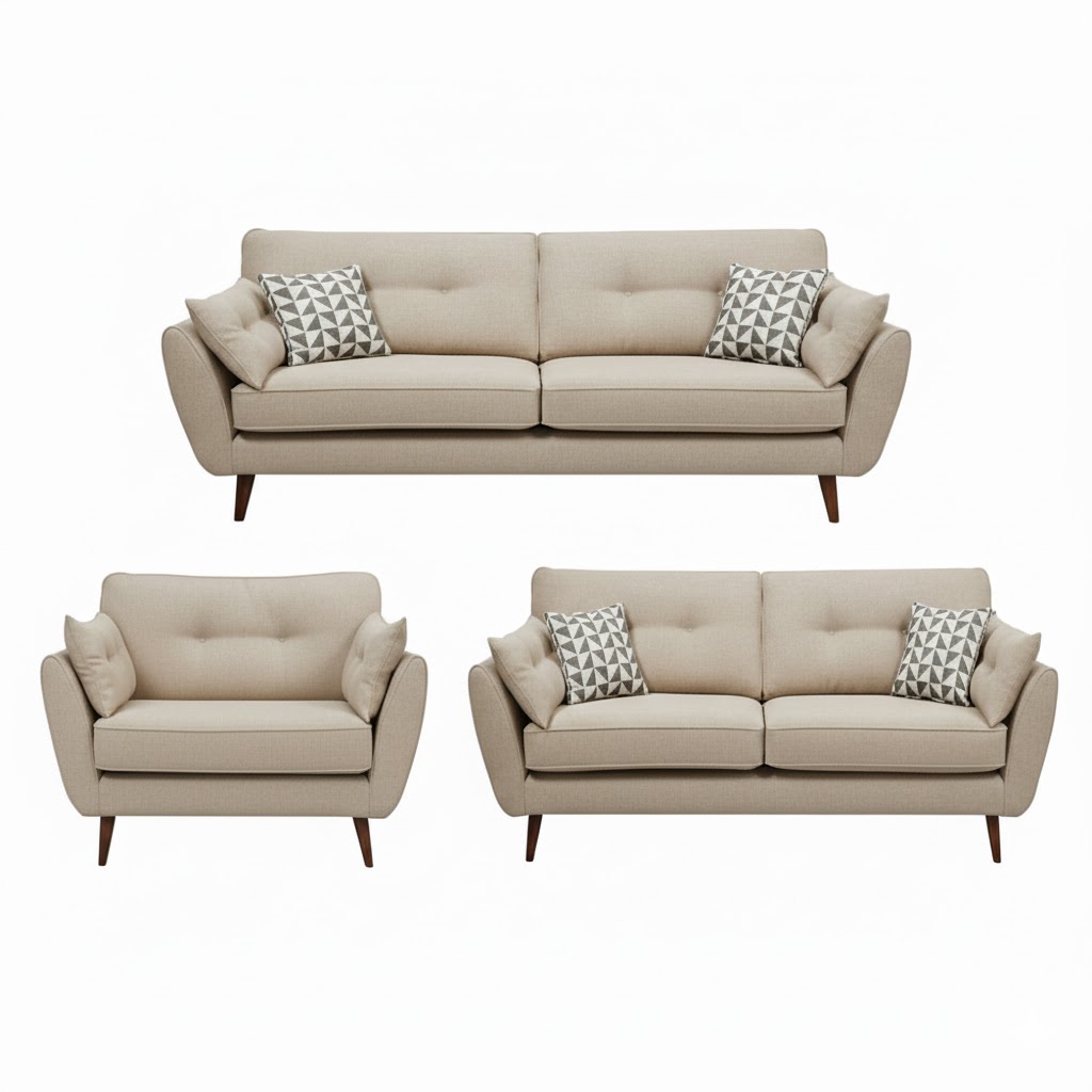 Juego de Sala Turín 3-2-1 – Beige Claro