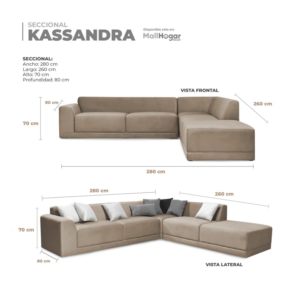 Seccional Kassandra Derecho – Beige oscuro
