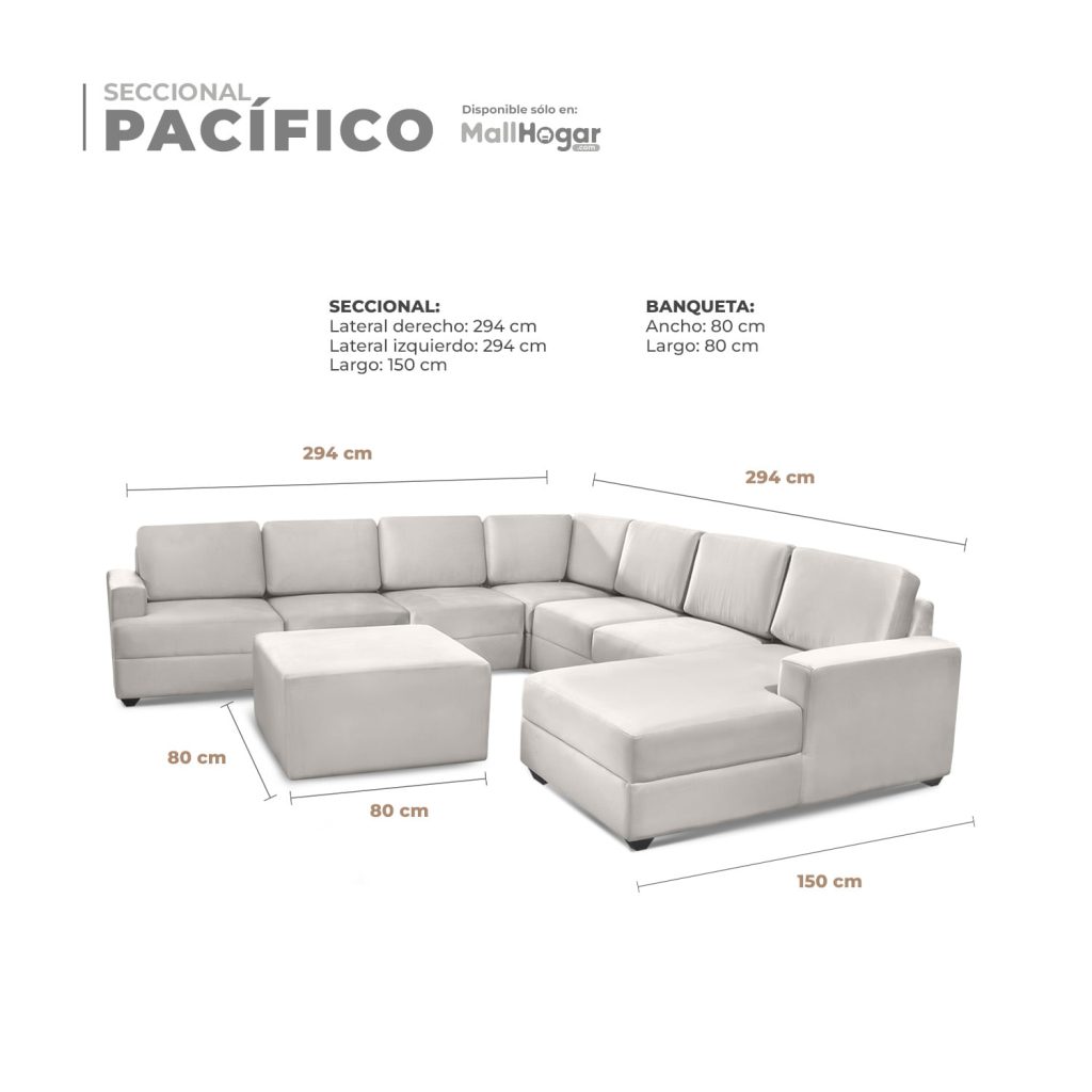 Seccional Pacífico Derecho + Banqueta Ivory