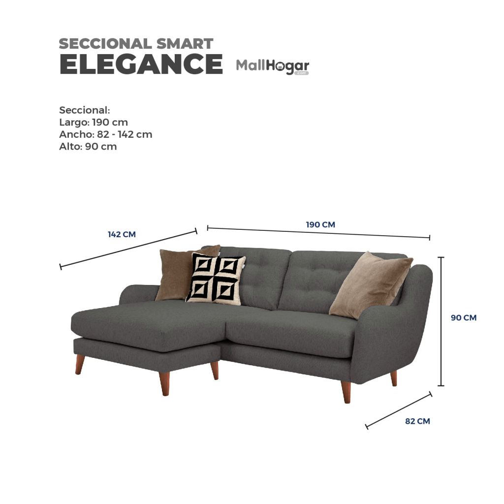 Seccional Elegance Intercambiable – Plomo